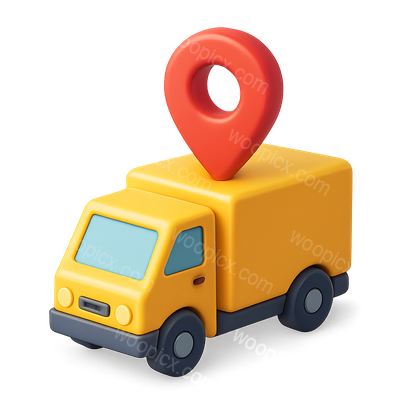3D Delivery Truck Icon with Location Marker