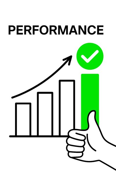 Performance Growth Chart with Positive Feedback Symbol