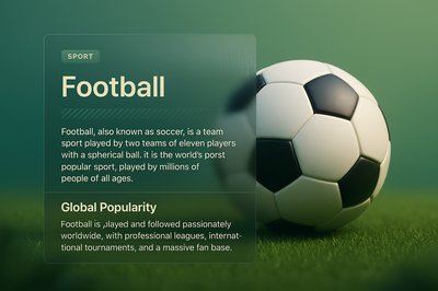 3D Soccer Design with Transparent Overlay and Text Blocks