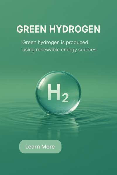 Green Hydrogen Water Element in 3D Design