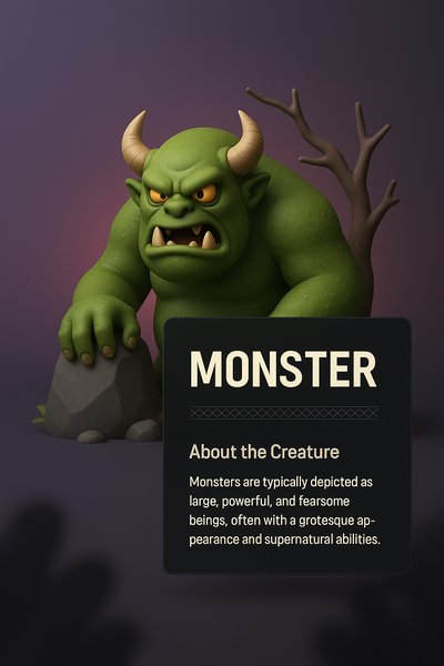 3D Monster Illustration with Web Design Elements