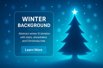 Abstract Winter Background Featuring Christmas Tree and Snowflakes