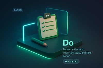 Neon-Themed 3D Scene with Action Elements