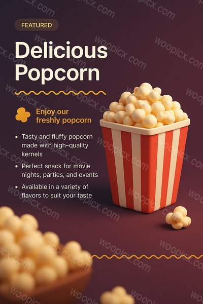 Delicious Popcorn 3D Landing Page Design