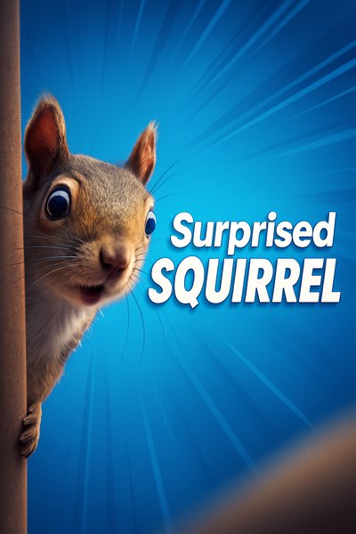 Surprised Squirrel Peeking Around Corner with Dynamic Background