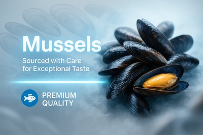Gourmet Seafood Promotional Image Featuring Mussels