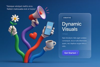 Dynamic Visuals with Flexible Comic Hands and Vibrant Elements