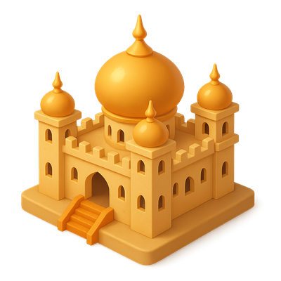 Stylized 3D Sultan Palace Icon with Golden Domes