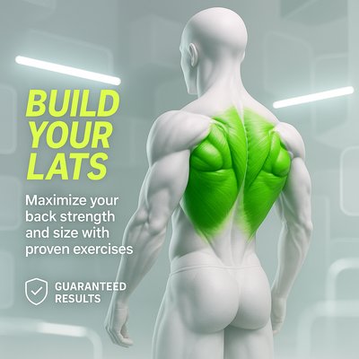 3D Fitness Illustration Highlighting Lat Muscle Development