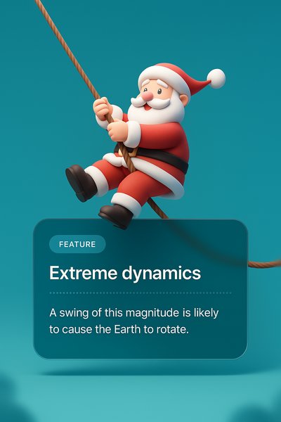 Dynamic Santa Claus on a Rope Illustration