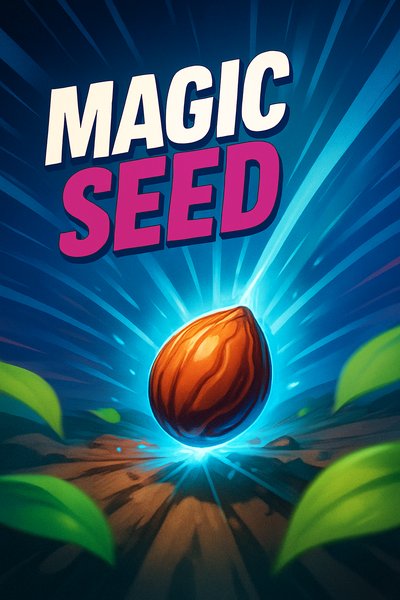 Dynamic Illustration of a Magic Seed with Radiant Energy