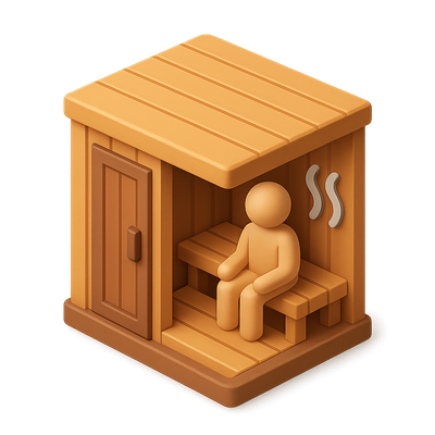 Stylish 3D Sauna Icon in Isometric View