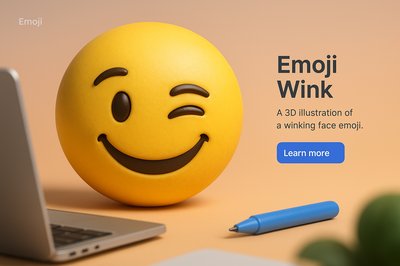 3D Illustration of Emoji Wink with Interactive Elements