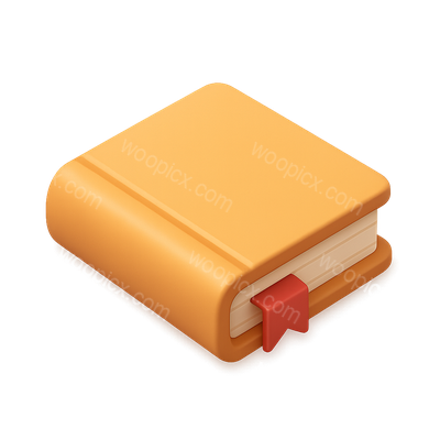 3D Icon of a Closed Book with Bookmark