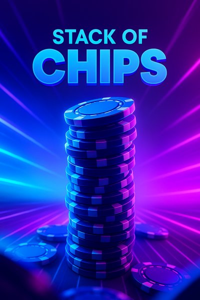 Vibrant Neon Stack of Poker Chips with Dynamic Lighting Effects