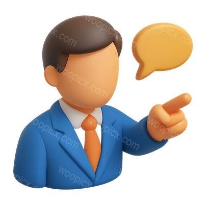 3D Icon of a Boss Giving Orders in Isometric View