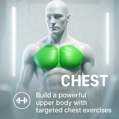3D Fitness Illustration for Chest Exercise Promotion