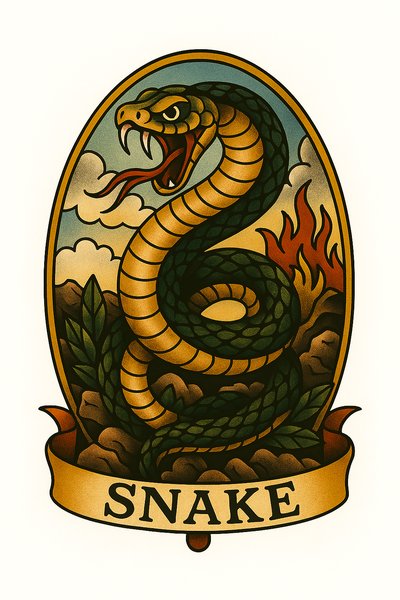 Vintage Snake Tattoo Design with Bold Colors