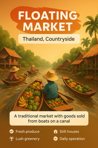Illustrative Scene of a Traditional Thai Floating Market