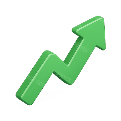 3D Green Upward Trend Arrow Icon