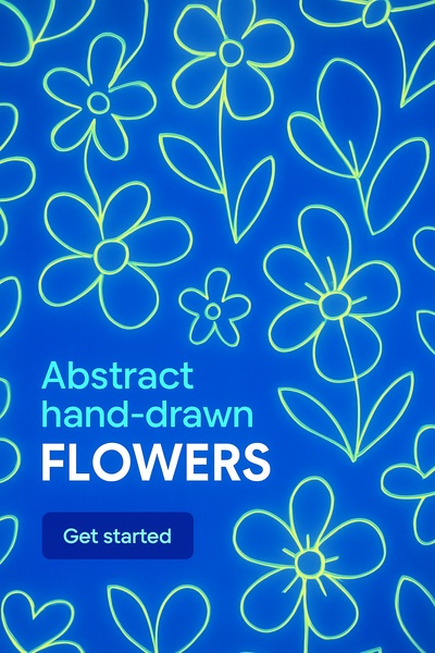 Floral Glow Patterns with Abstract Hand-Drawn Flowers