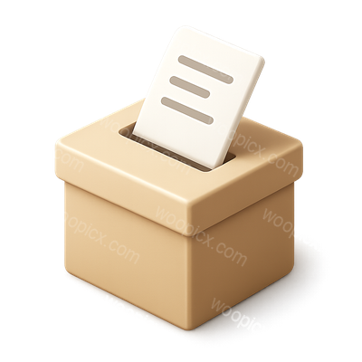 Stylish 3D Ballot Box Icon with Transparent Background