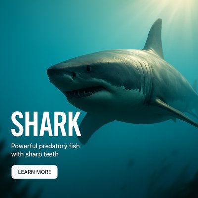 Realistic Shark Illustration with Dynamic Composition
