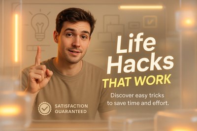 Engaging Life Hacks Promotional Graphic for Social Media