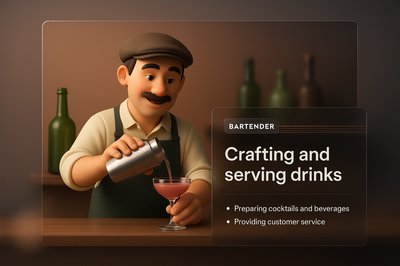 3D Bartender Crafting Cocktails with Elegant Design Elements