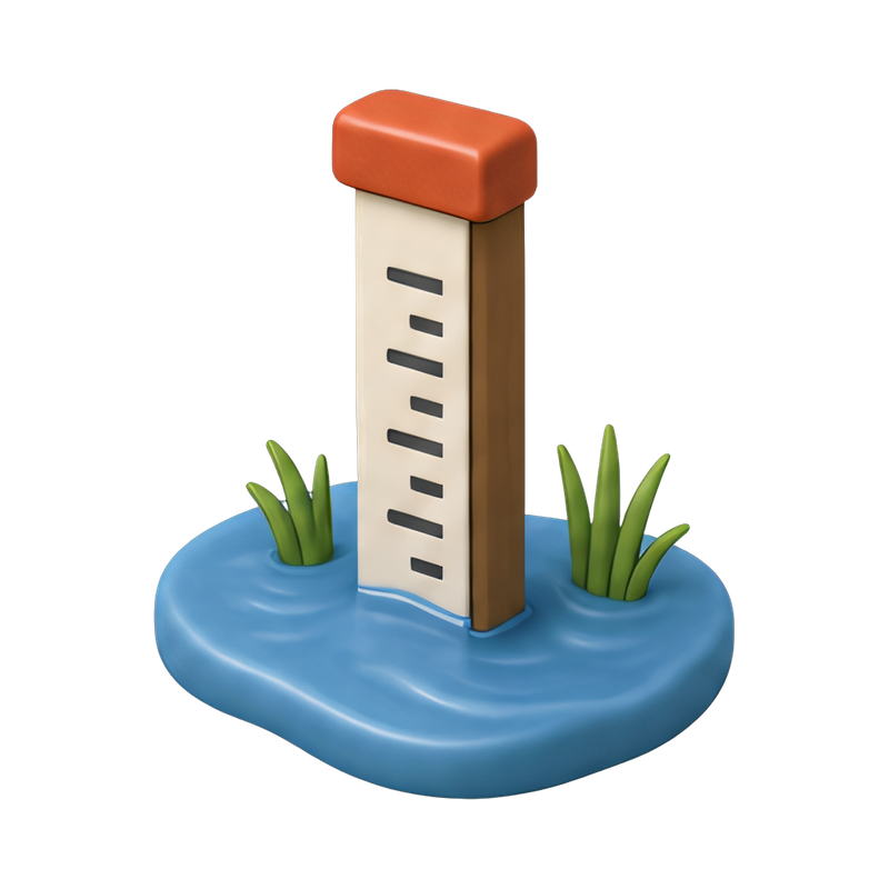 flood gauge on post