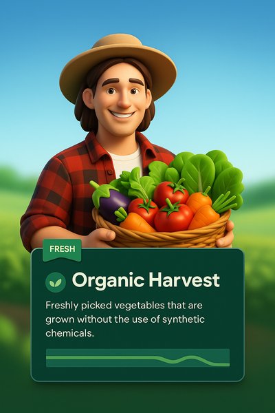 Young Farmer with Fresh Organic Vegetables in a Basket