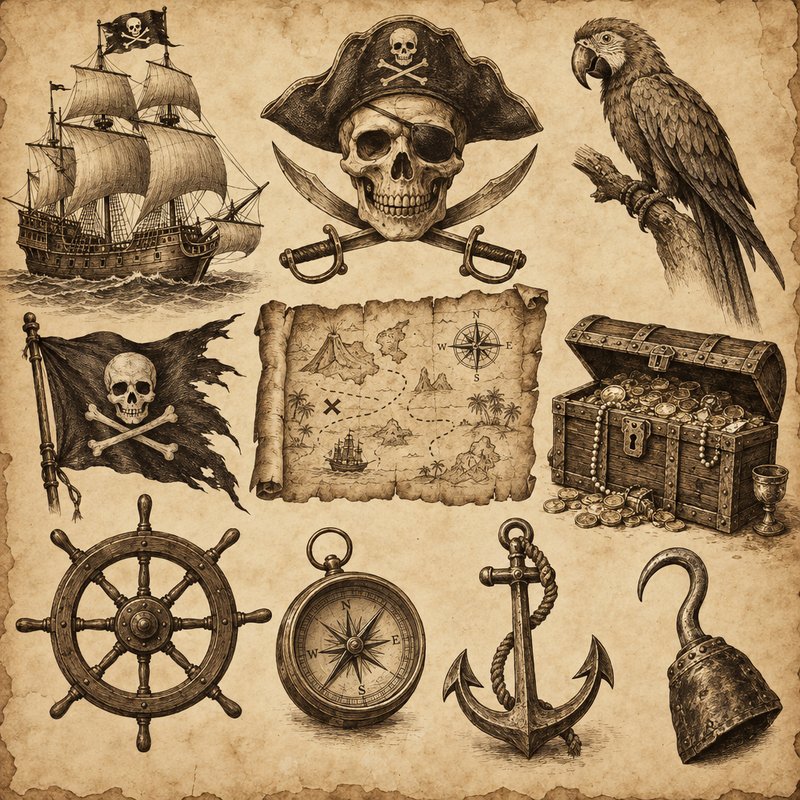pirate-themed design elements pack