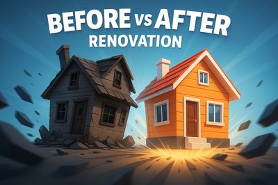 Before and After Renovation Transformation Graphic