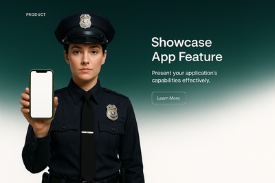 Female Police Officer Holding Phone in Professional Setting