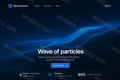 Dynamic Landing Page Design with Wave Particles Background