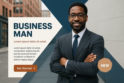 Professional Afro Businessman Portrait with Engaging Design Elements