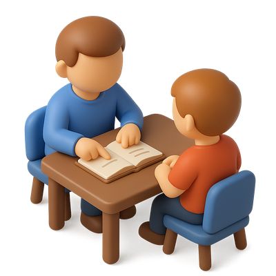 3D Icon of One-on-One Tutoring Session in Isometric View