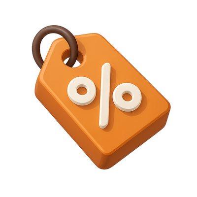 3D Price Tag Icon with Percentage Symbol