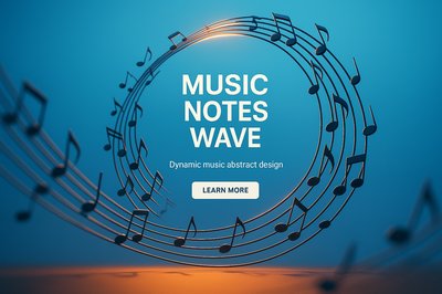 Dynamic Music Notes Wave Abstract Design Image
