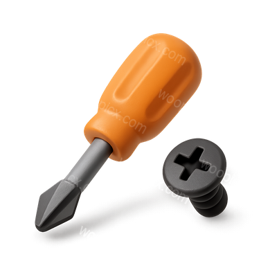 3D Screwdriver Icon with Screw on Transparent Background