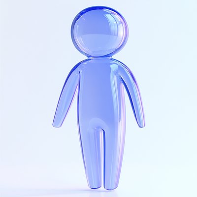 Translucent Blue Glass Figurine with Minimalist Design
