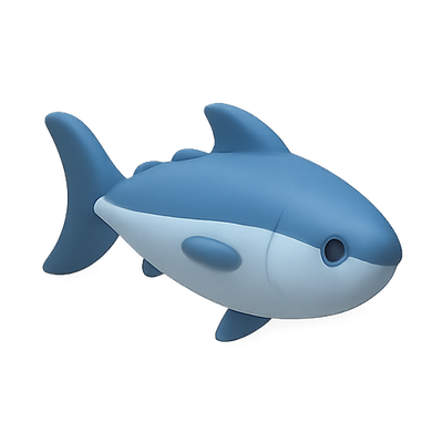 Stylized Cartoon Shark Toy in Blue and White
