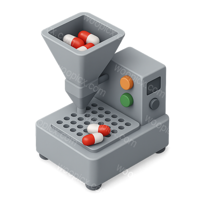 3D Capsule Filler Icon with Isometric View