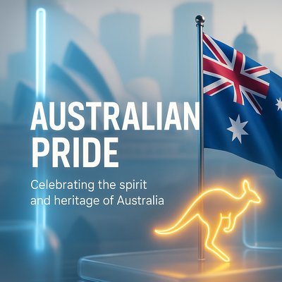 Australian Pride Celebration Graphic Featuring National Symbols