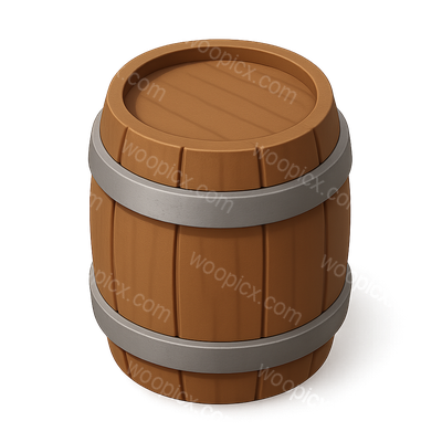 Realistic 3D Barrel Icon with Isometric View