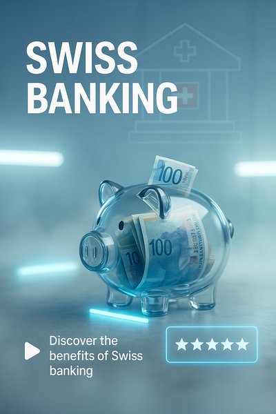 Promotional Image for Swiss Banking Services with Piggy Bank