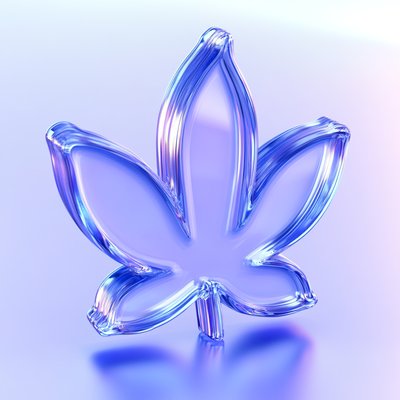 Stylized Glass Leaf Icon with Soft Gradient Background