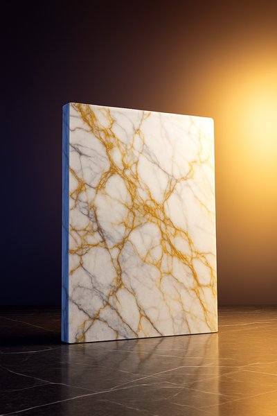 Elegant White Marble with Gold Veins on Black Background