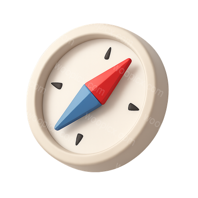3D Compass Needle Icon with Isometric Design
