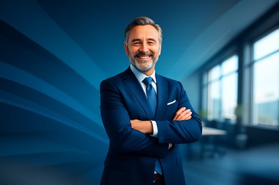 Confident Businessman in Modern Office Setting